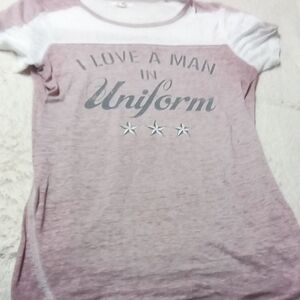 Maurices Pink and White Short Sleeve Tee